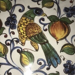 CERAMICA NOVA DERUTA serving bowl Made in Italy Hand painted and decals 3” X 11”